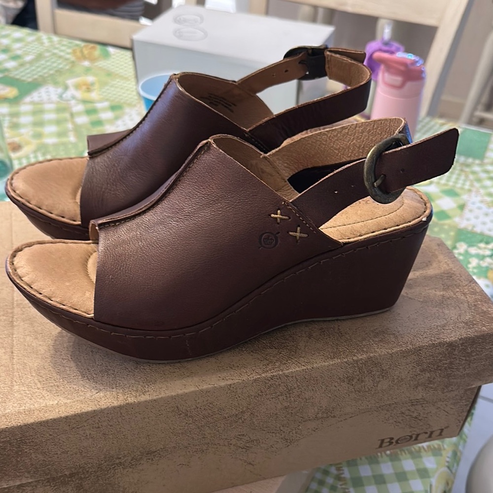 Born Women's Dark Brown Leather Wedges